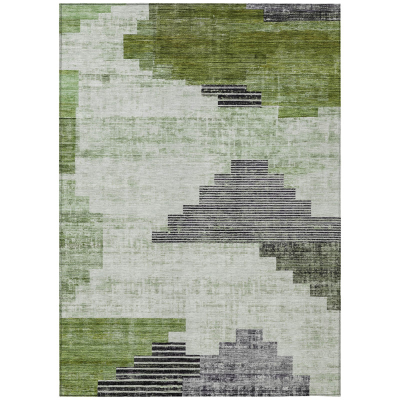 Machine Washable Indoor/Outdoor Xhevrie Fern Rug, Rectangle 5' x 7'6"