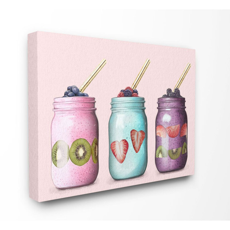 «Fruit Smoothie Jars Food Pink», impression, Toile tendue, H 16 po x l 20 po