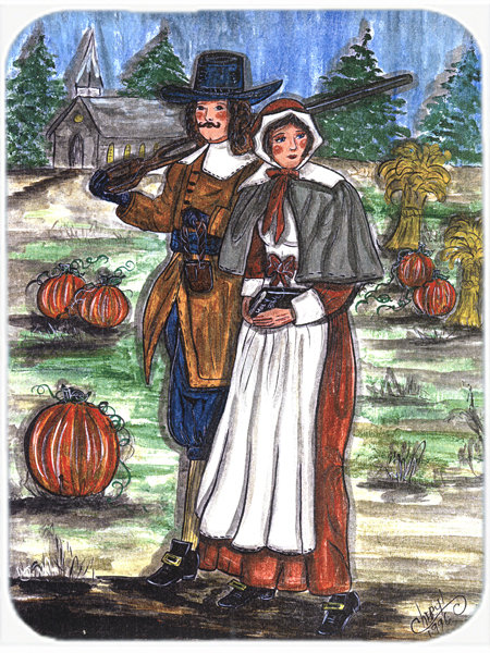 Pilgrams Thanksgiving Glass Cutting Board