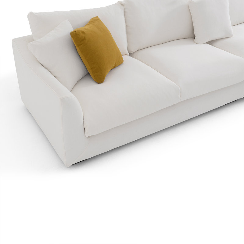 Canapé modulaire Dedrek, H 32 po x l 110 po x P 40 po, Accoudoir à gauche (vu de face), Mélange de lin blanc