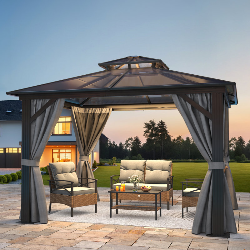 Aluminum Double Roof Patio Gazebo, 10 Ft. W x 10 Ft. D