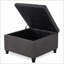 Repose-pieds, grand rangement carré avec capitonnage à boutons, pieds en bois massif - Gris foncé pour le salon / chambre à coucher | Bois | Noir-274312801