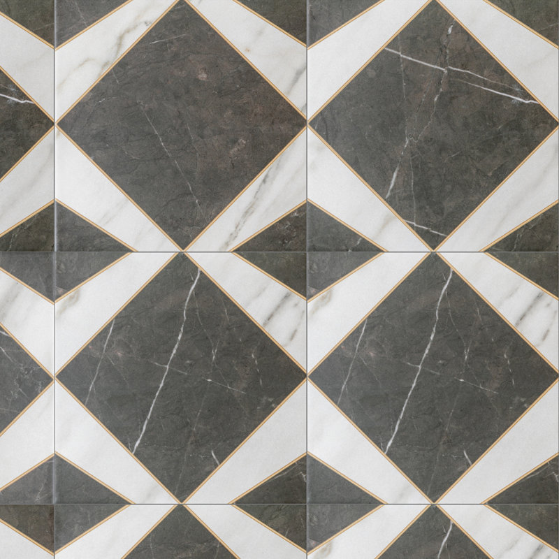 Orion 8" x 8" Marble Look Porcelain Tile, Marquina