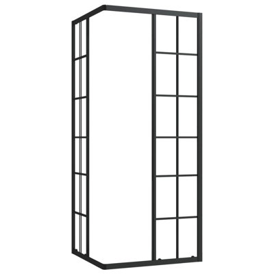 vidaXL Shower Cabin Shower Enclosure Screen for Bathroom ESG and aluminum 31.5"x27.6"x70.9" Transparent and black
