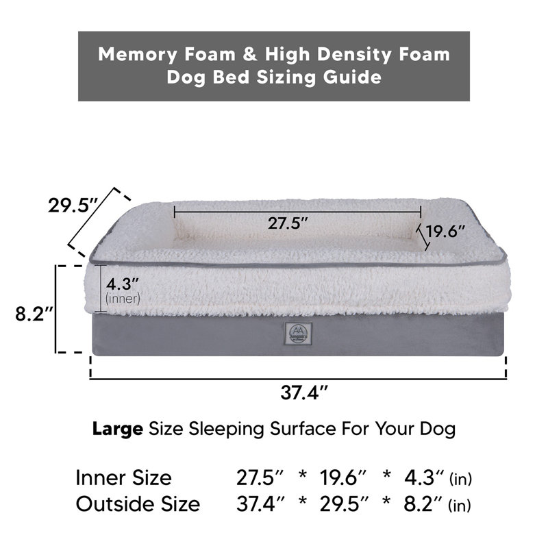 Jungolica Orthopedic Pet Bed, Grey, 95cm H x 75cm W x 21cm D