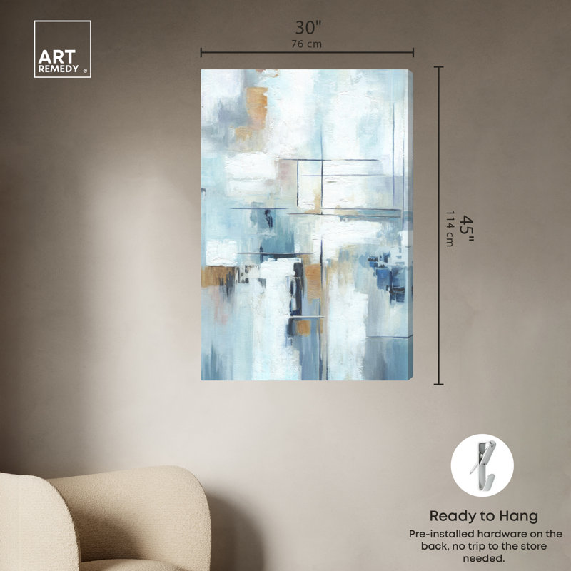 «Blue House» par Art Remedy sur toile bleue, Toile tendue, H 45 po x l 30 po