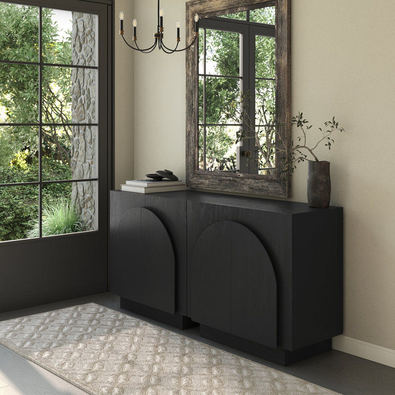 Eastampton Solid Wood TV Stand 2 - Door Accent Cabinet (2-Piece Set), Black Oak