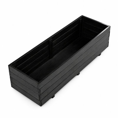 Solid Fir Rectangular Planter Box with Liner and Drainage Holes