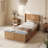 Twin Natural Oak Wood Bed Frame With Built-In Footboard Storage Bench,4 Drawers,Headboard,Heavy Duty,No Box Spring Needed,Mid-Century Modern Style-918864407-918864405
