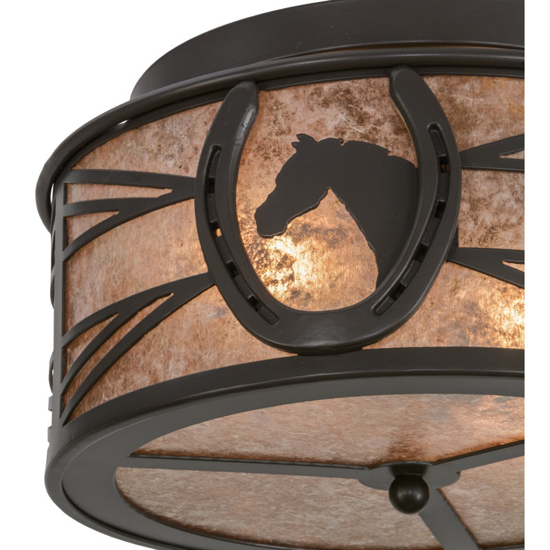 Plafonnier semi-encastré 2 lumières 14,5 po unique, Bronze intemporel
