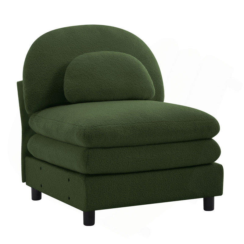 Canapé sans accoudoirs courbé en tissu avec oreiller Vitoria, Green