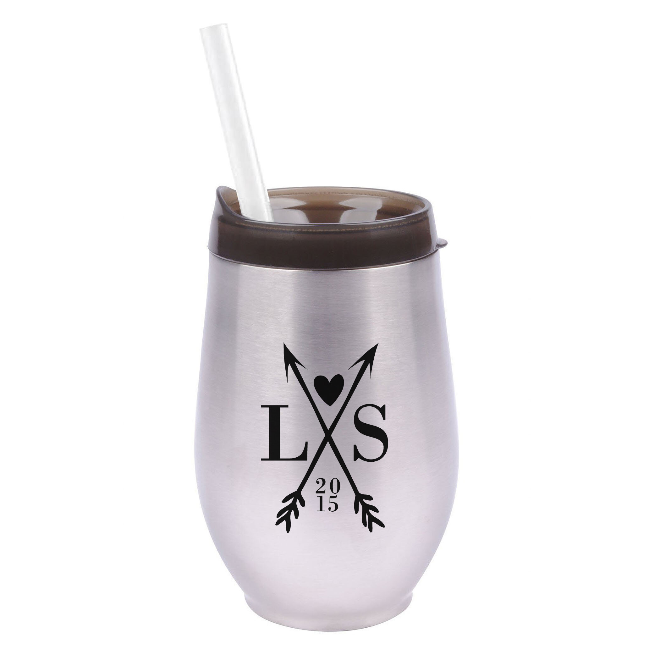 SweetumsWallDecals Sweetums Wall Decals 10oz. Insulated Stainless Steel  Wine Tumbler Straw