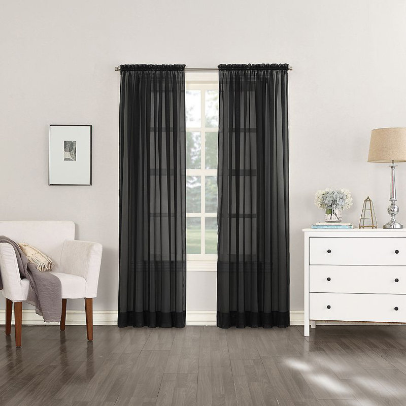 Emmons Sheer Curtain Pair, Black