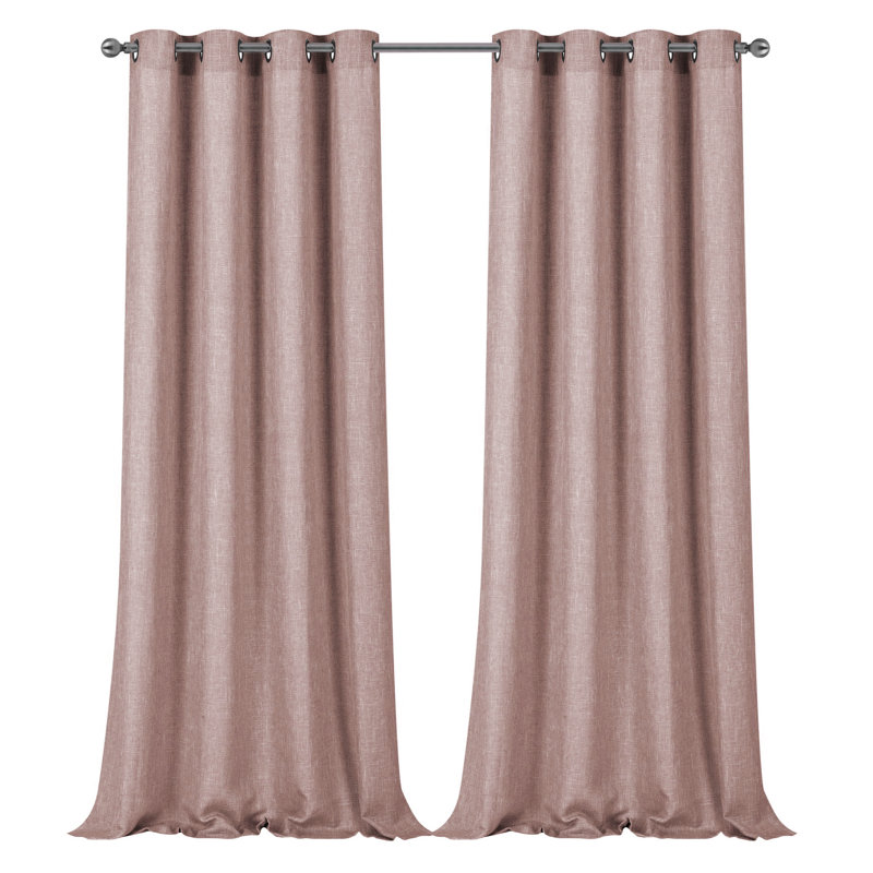 Panneaux de rideaux semi-transparents à oeillets de couleur unie Halette, Corail