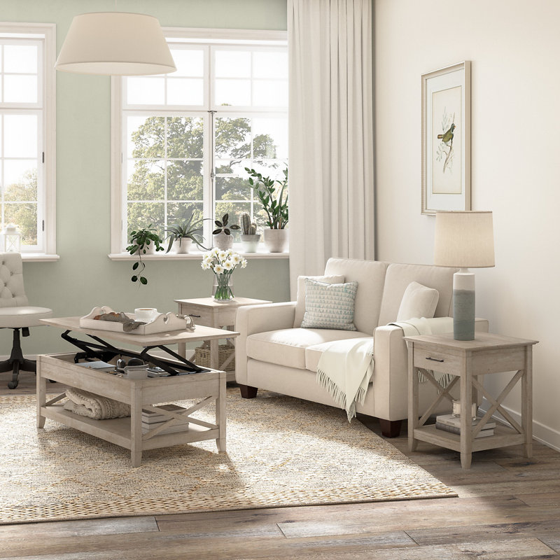 Katia 3 - Piece Living Room Table Set, Washed Gray