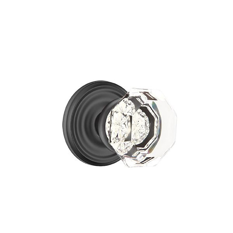 Ensemble de faux boutons Emtek avec rosette régulière et bouton Old Town, Dos plat