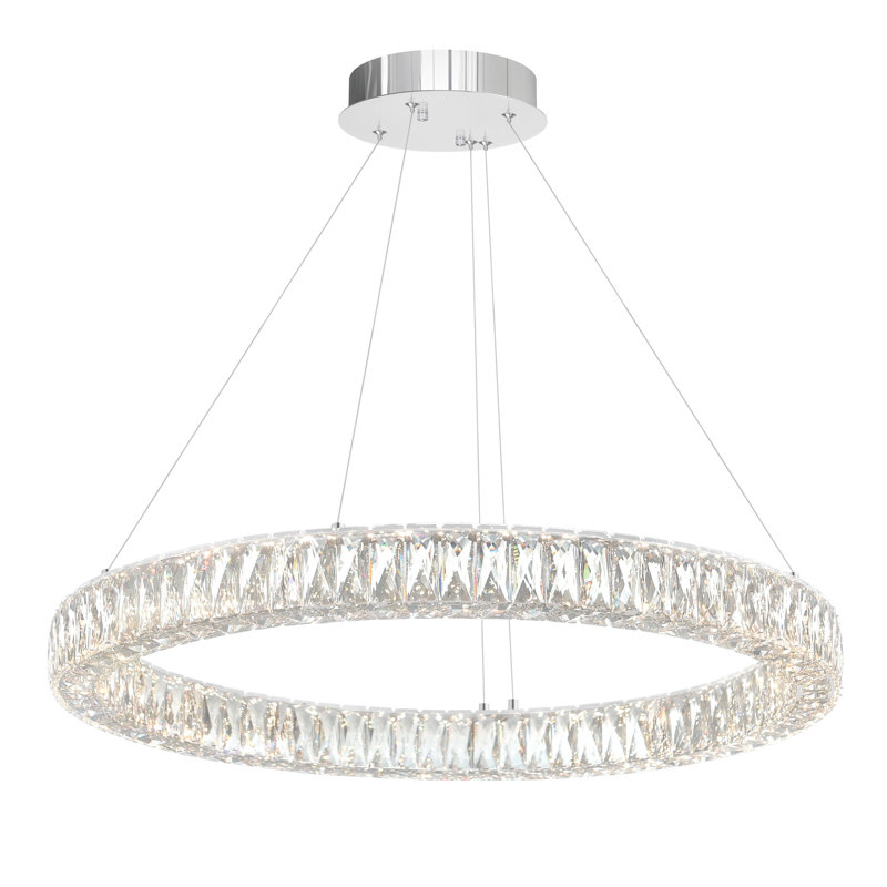 Edolie Integrated LED 32in 1 Ring Chrome Chandelier