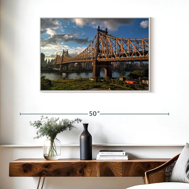 Pont de Queensboro, New York, Cadre flottant blanc, 37 po x 25 po