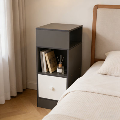 1-Drawer 2-shelf Modern Semi-open Nightstand