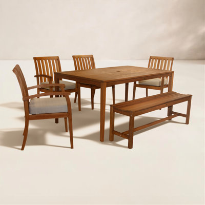 Kinsler 64" Eucalyptus Patio Dining Set