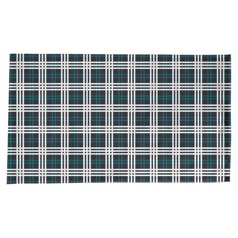 Nappe en mélange de coton à carreaux, Noir / bleu sarcelle / blanc