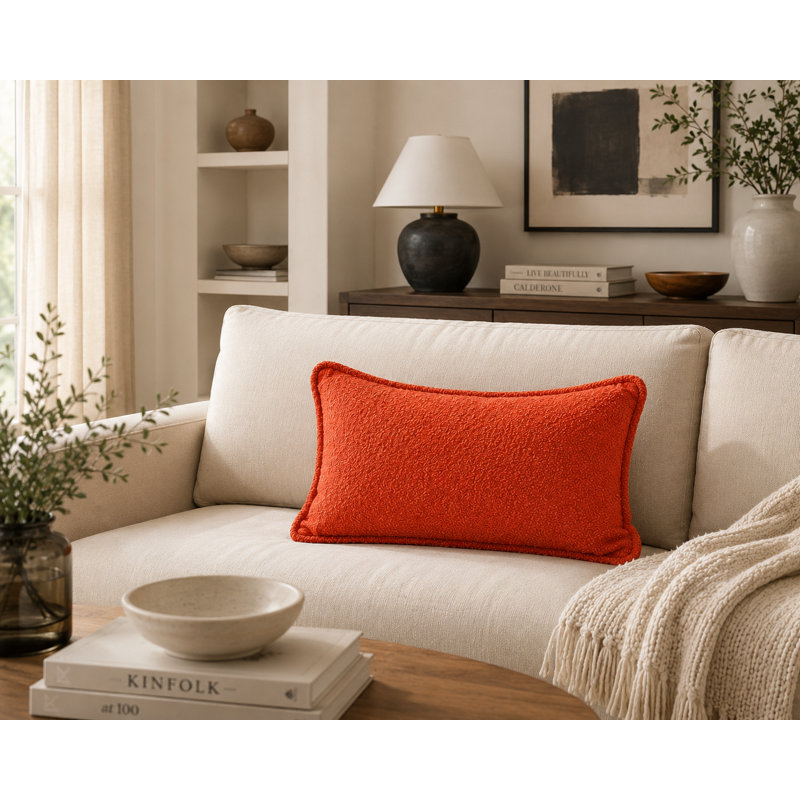 Coussin corail d'Alicante, Rectangle H 14 po x l 22 po, Orange