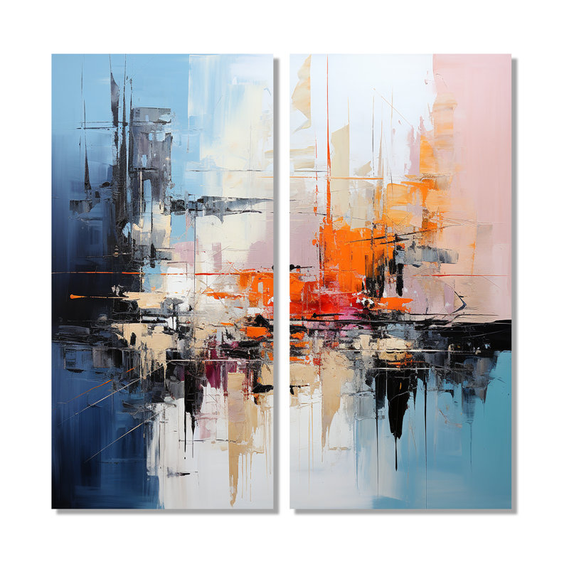 Art asiatique, expression abstraite III - grand art mural asiatique, 2 panneaux, 32" H x 32" W, Wrapped Canvas