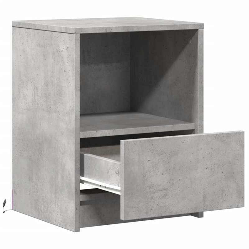 Dancho 38 cm W Bedside Table, Concrete Grey, 2