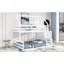 Lit simple superposé au dessus d'un lit double blanc avec style maison et solution peu encombrante, option séparée, garde-corps, installation rapide