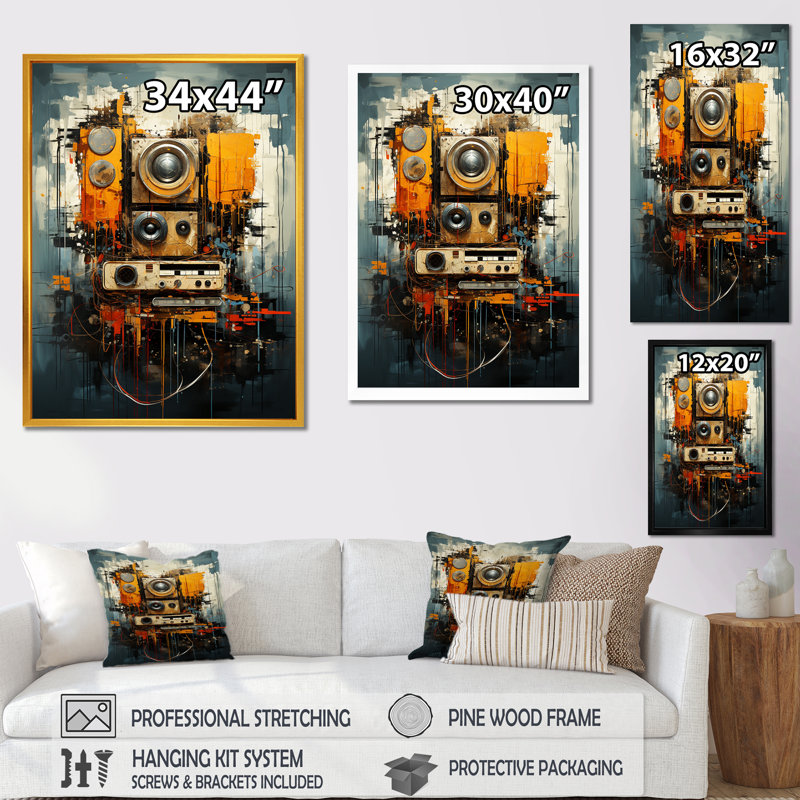 Cassette Monster Popart I - Cassette Tapes Wall Art, Toile tendue, 44" H x 34" W