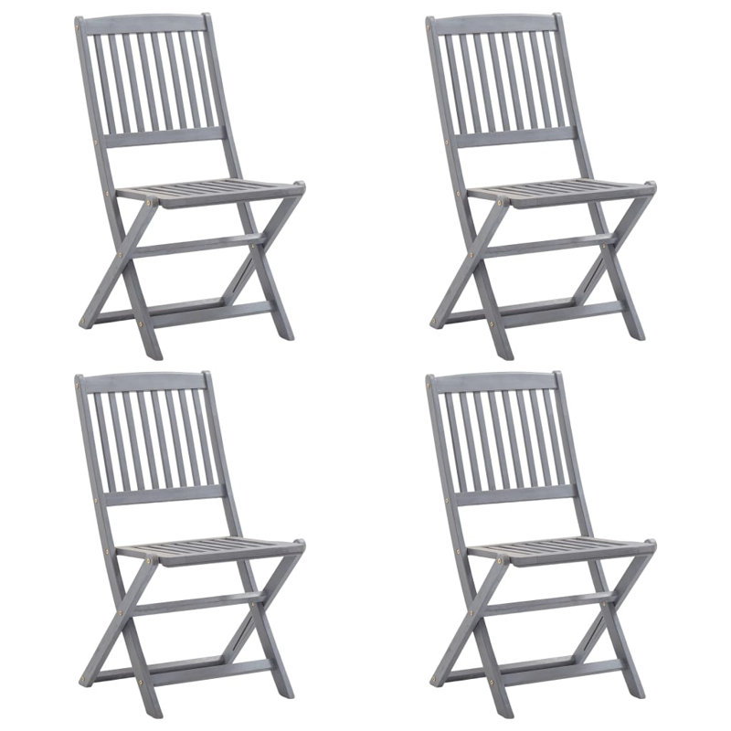 Fransen Folding Patio Dining Side Chair, Grey