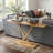 57" Solid Wood Console Table, Natural Teak Wood Frame & Unique Geometric Accent Design, Scratch-Resistant Waterproof Finish & Anti-Tip Design, Fits Living Room, Entryway