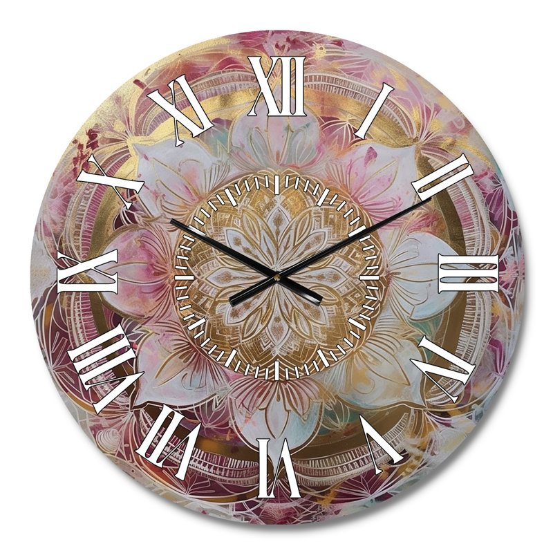 Horloge murale Rose Gold Mandala II - Boho Mandala, Médium