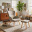 Upholstered Armchair With Footstool-707184141