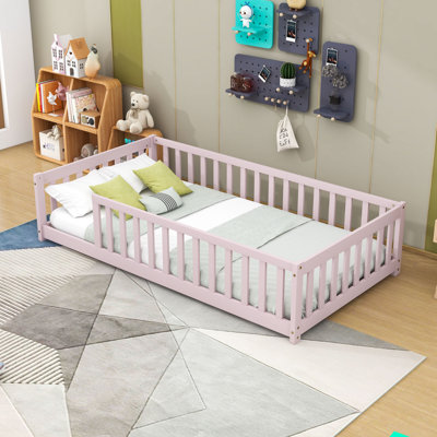 Twin Size Floor Bed With Fence
