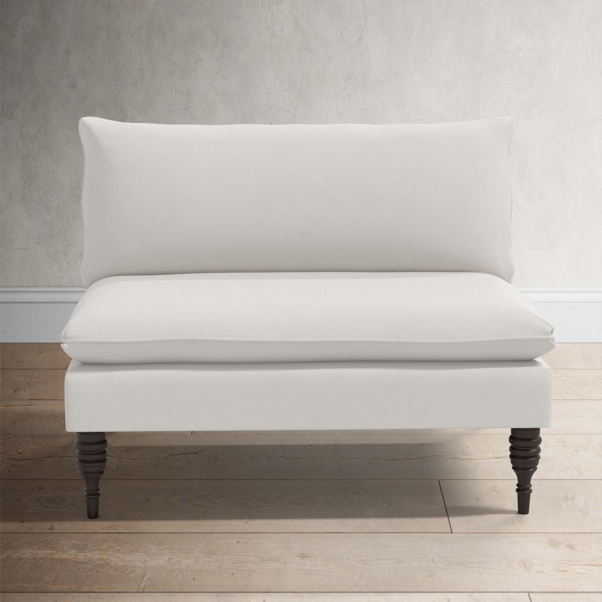 Varick 47'' Upholstered Settee, Bella Light Gray Performance Velvet