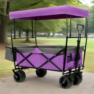 Chariot pliable de 480 lb avec auvent, poussette avec roues tout-terrain de 7 po, chariot pliable léger, grande capacité pour le camping, le magasinage, les sports et le jardin, moustiquaire