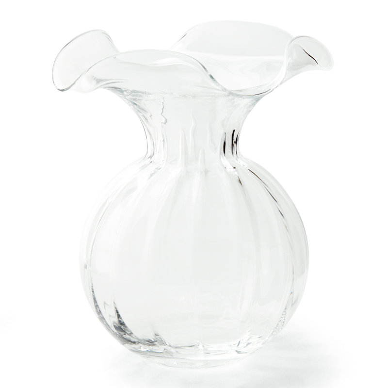 Hibiscus Glass Vase, Overall height- 12'', White