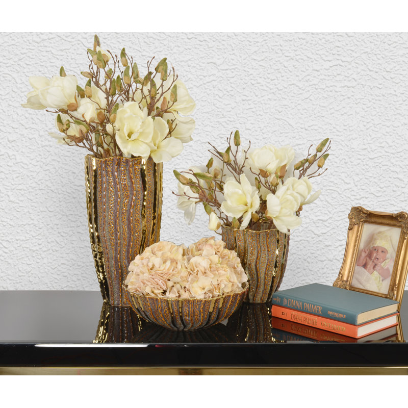 Caramel Gold Vases and Bowl