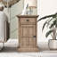 Table d'appoint Classic Vintage Livingroom avec ports USB et un tiroir multifonctionnel avec porte-gobelets, brun antique