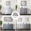 Meuble-lavabo double gris patiné 60 po X P 22 po D, plateau en marbre de culture et robinet-117978860