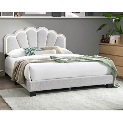 Cadre de lit plateforme en tissu d'ameublement avec tête de lit 1pc