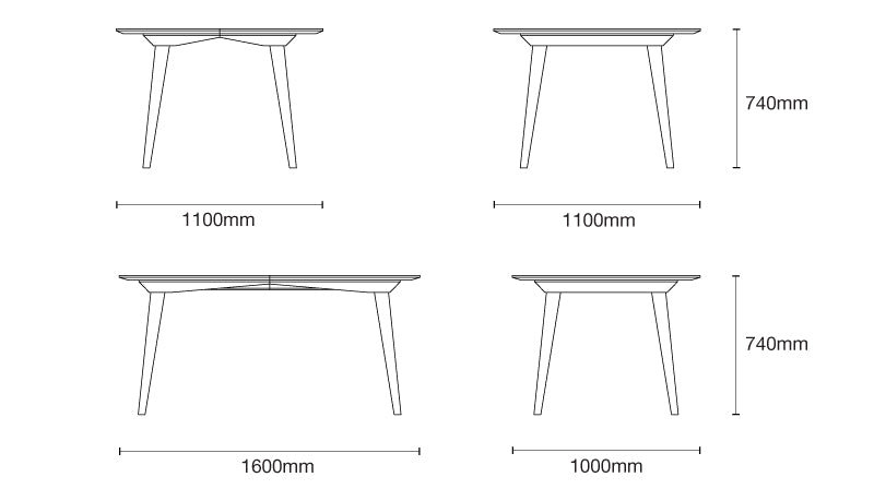 Bridge Dining Table, Walnut, Brown