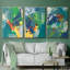 Impression tropicale encadrée sur toile 3 pièces-91886876-91886878