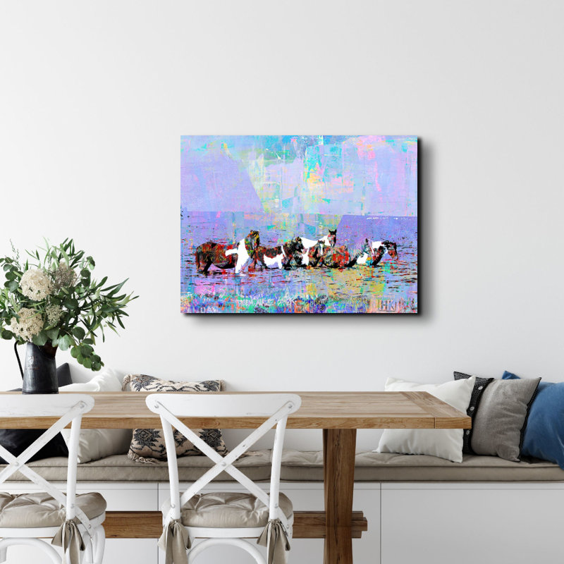 «Beach Horses 1» par Stephen Chambers, impression sur toile tendue, L 36 po x H 32 po