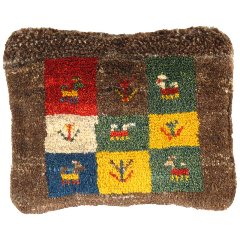 Coussin Gabbeh fin noué à la main 14 po x 17 po