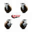 4 Inch High Temp Phenolic Swivel Caster Set with Roller Bearings 2 Brakes SCC