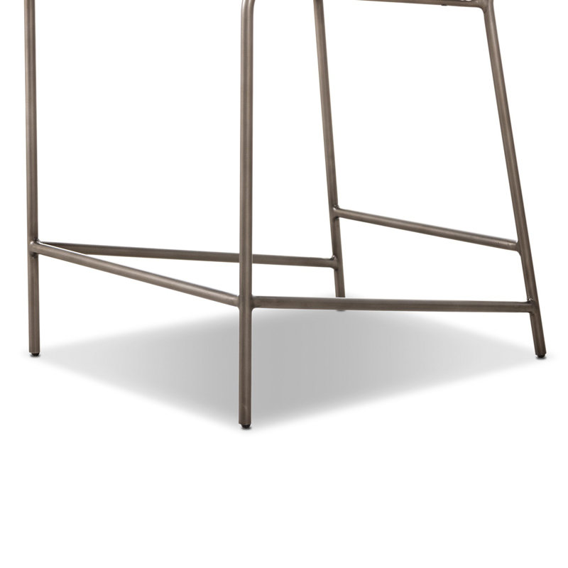 Astrud Upholstered Stool with Metal Frame, Counter Stool (25" Seat Height), Polyester Blend White