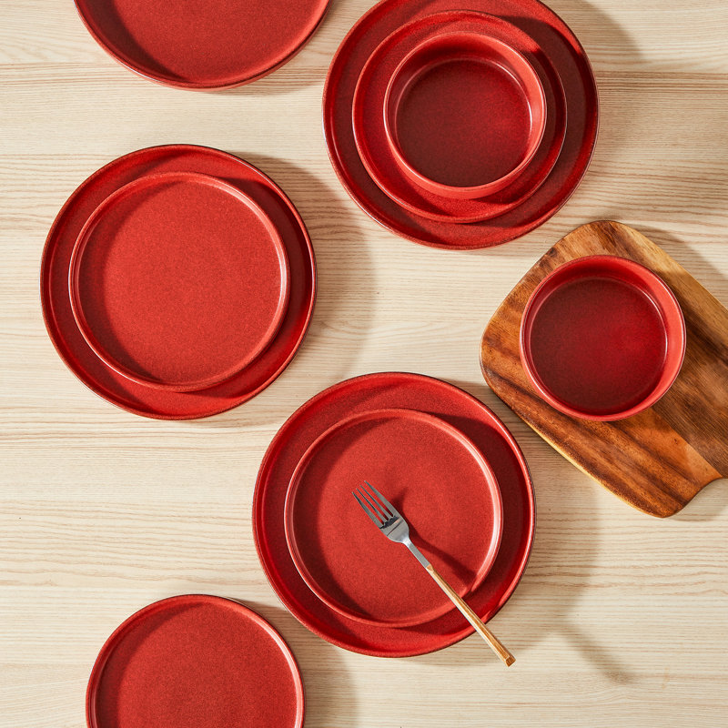 Stoneware Dinnerware - Service for 4, Red