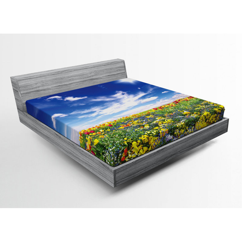 Microfiber Floral Fitted Sheet, Queen Fitted Sheet